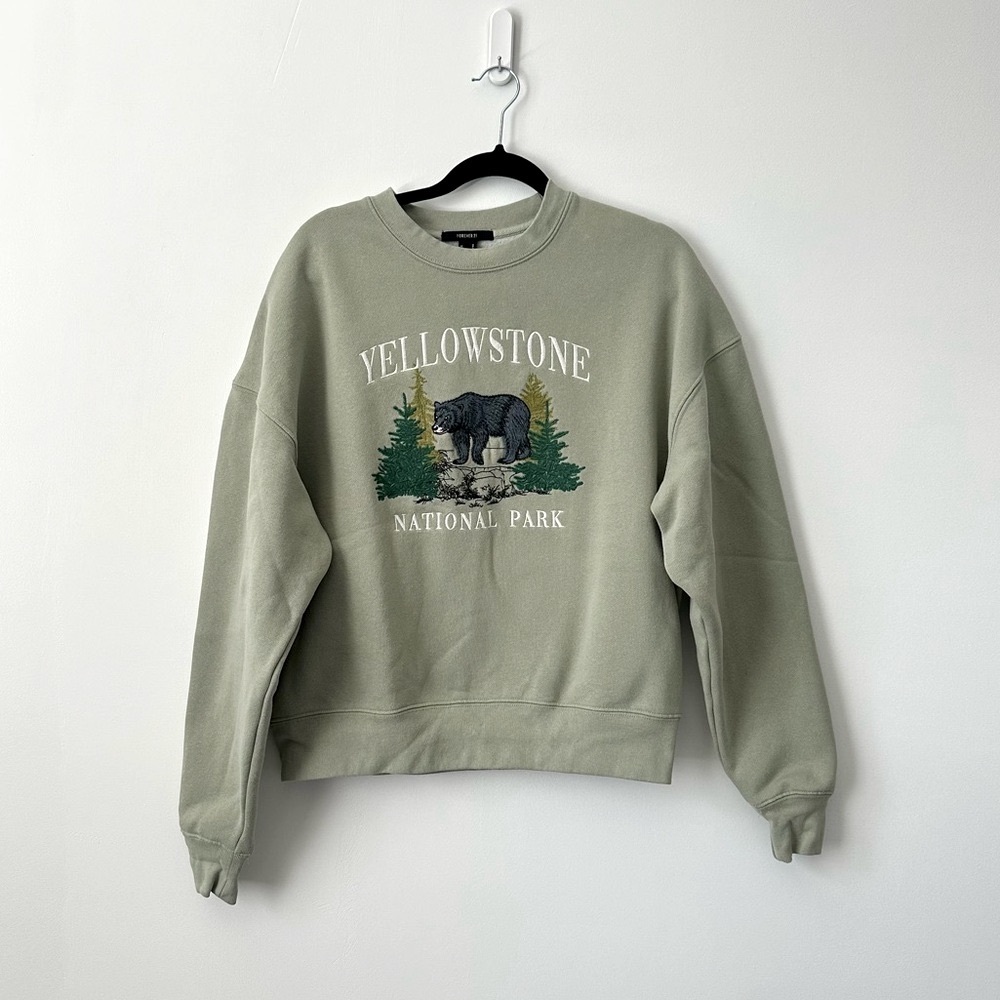 Forever 21 Green Yellowstone Crewneck Sweater